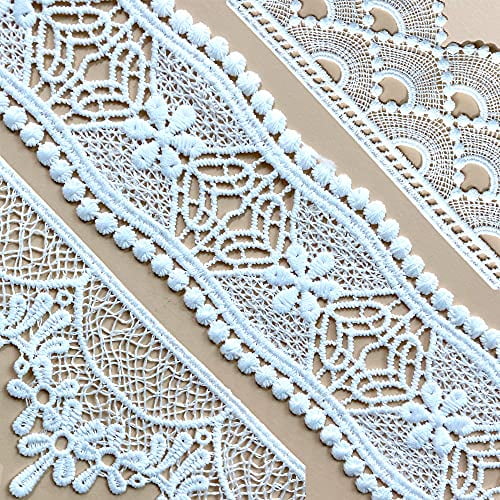 20 Yards Vintage White Embroidered Lace Edge Trim Ribbon Applique Sewing Craft 